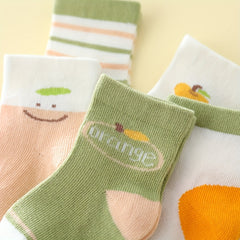 5pairs Baby Girls Cartoon Pattern Sweet Socks Breathable Soft Comfy Socks