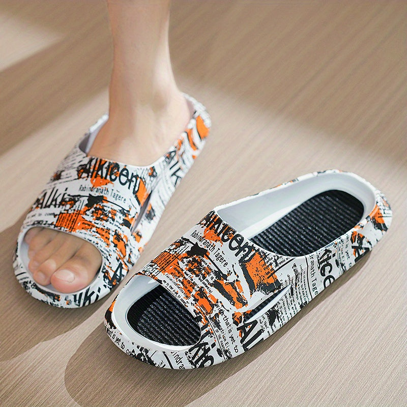 Men's Camo Platform Slides Non Slip Slippers for Indoor Outdoor Shower