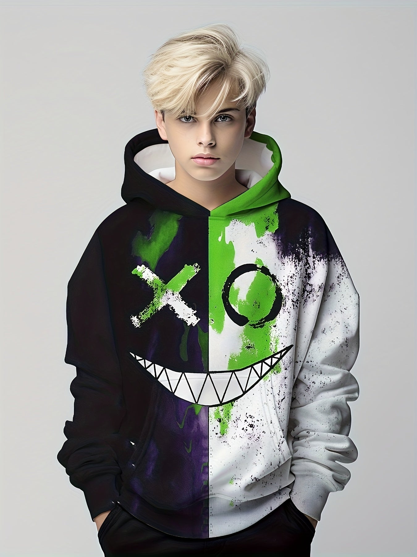 Funny Smiling 3D Print Boys Hoodie Spring Fall Kids Sweatshirt