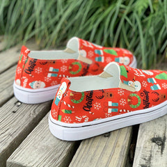Christmas Style Slip On Canvas Sneakers Lightweight Comfortable Loafers Shoes