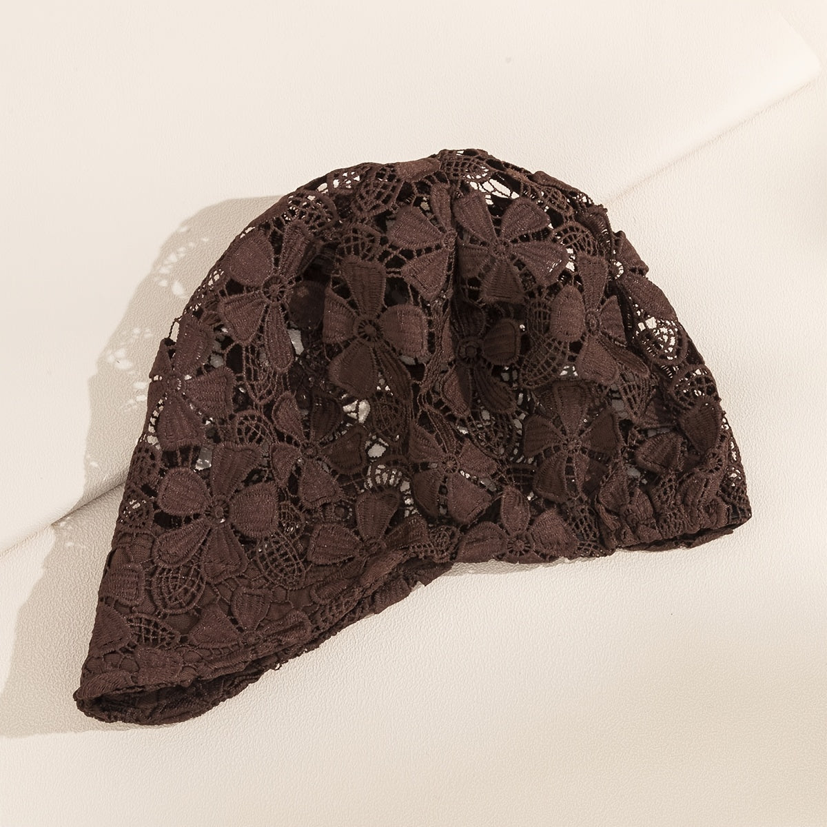 Lace Flower Soft Turban Hat Vintage Heap Hat Elastic Cap