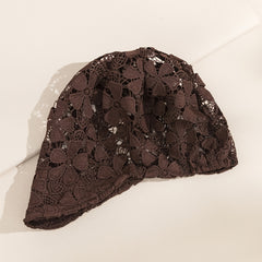 Lace Flower Soft Turban Hat Vintage Heap Hat Elastic Cap