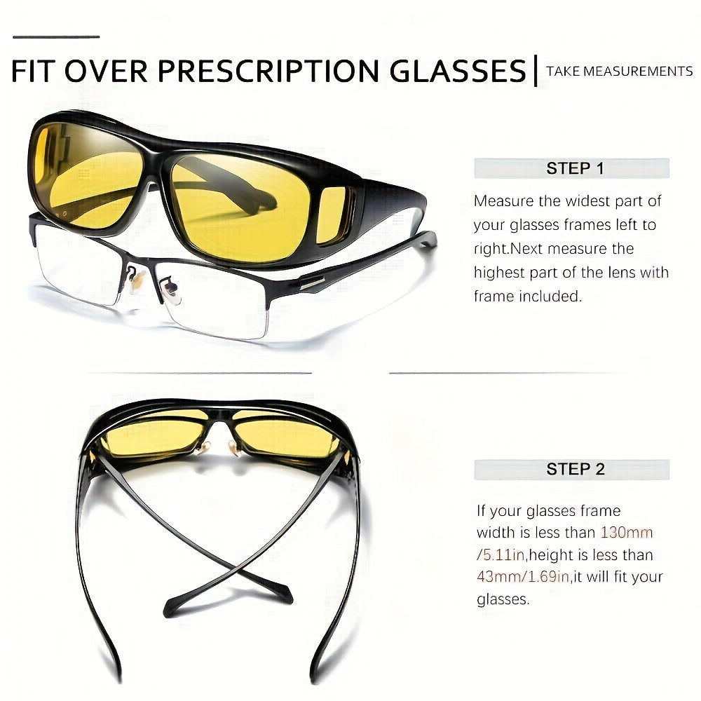 Night Vision Glasses Over Prescription Glasses Wrap Around Sunglasses