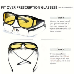 Night Vision Glasses Over Prescription Glasses Wrap Around Sunglasses
