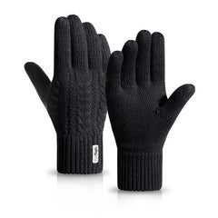 Double Layer Thick Knit Gloves with Fleece & Touch Screen Access