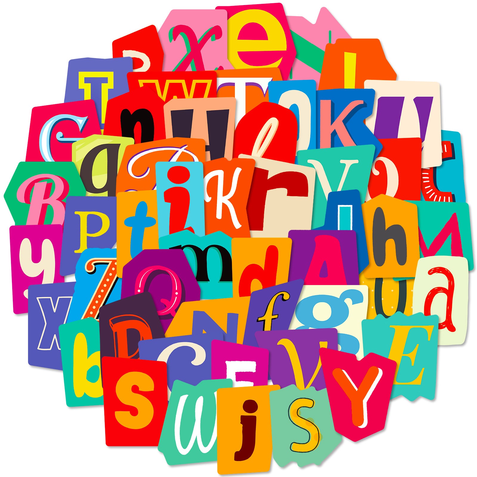 50pcs Alphabet Stickers Puzzle Educational DIY Cartoon English Letters Stickers