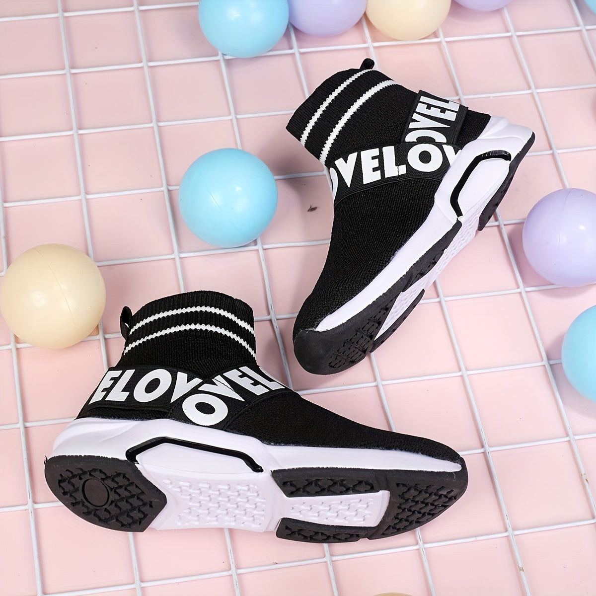Boy's Slip On Sock Shoes Breathable Woven Knit Sneakers For Outdoor Walking