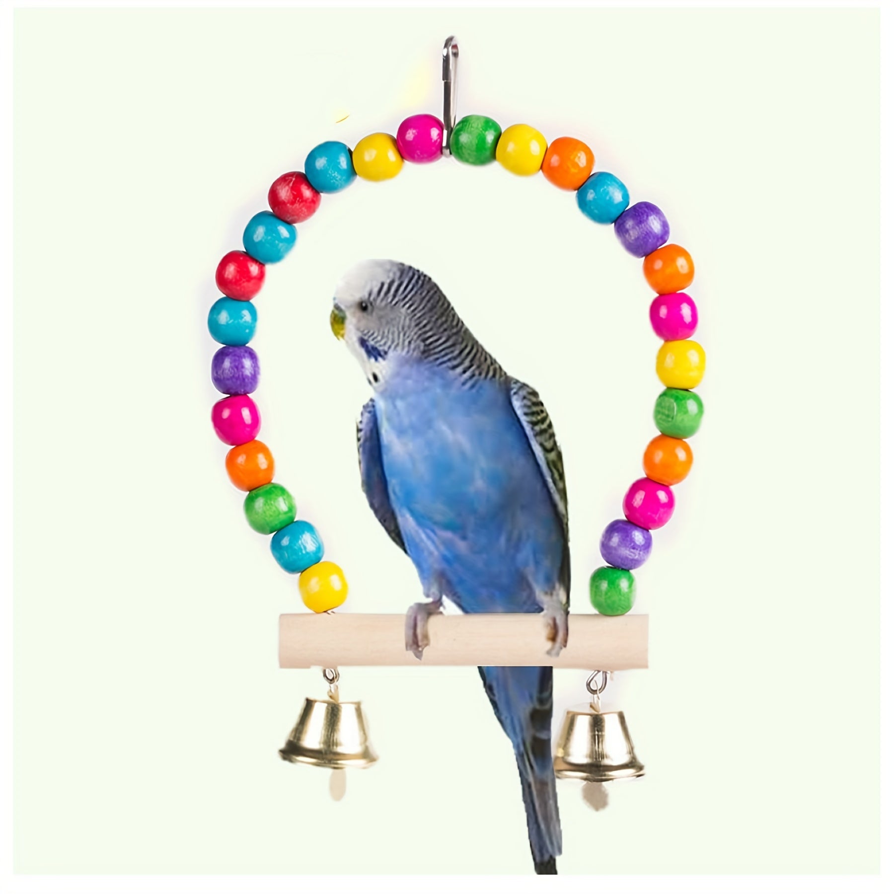 Colorful Bird Cage Swing with Bells & Ladder for Parrot Exercise