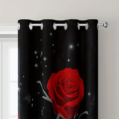 2 Floral Rose Curtains w/ Iron Buckle Multifunctional