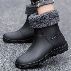 Men Plus Velvet Rain Boots Waterproof Non Slip Low Top Rain Shoes