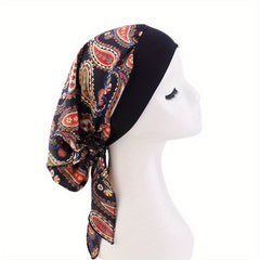 Boho Lace Up Head Scarf Silk Bonnet Long Hair Head Wrap Turban Hats