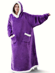 Fleece Hooded Robe with Pockets