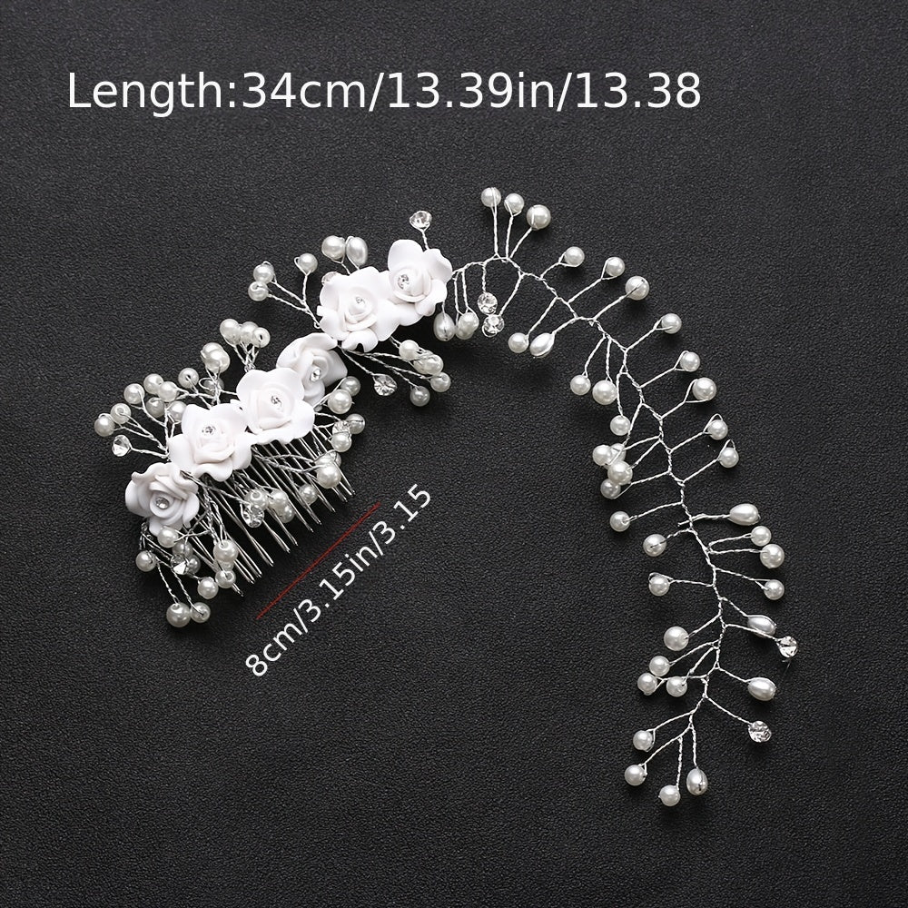 Rhinestone Flower Hair Comb Bride Wedding Hairpin Headband Beads Decoration