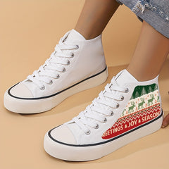 Christmas Chunky Canvas Sneakers High Top Skate Shoes