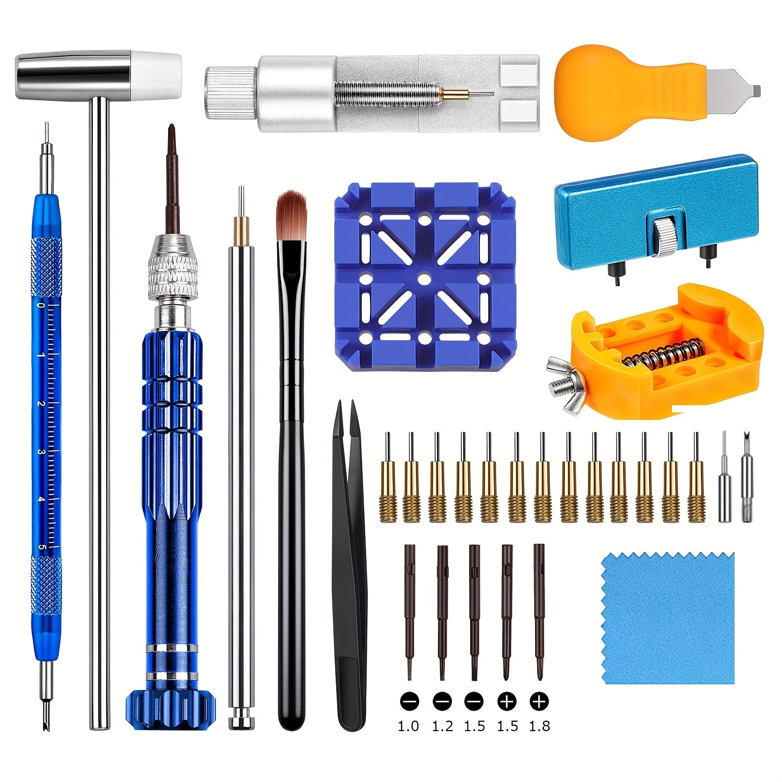 34pcs Watch Repair Kit w/ Link Removal & Resizing Tools & Opener Screwdriver Set