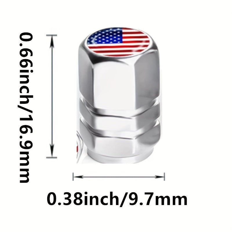 American Flag Valve Cap Dust Cap Aluminum Alloy Hexagonal Tire Valve Cap