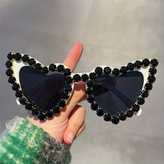 Y2K Rhinestone Heart Sunglasses UV400