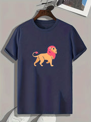 Lion Pattern Print Men's Sports T-shirt Summer Fitness Clothing