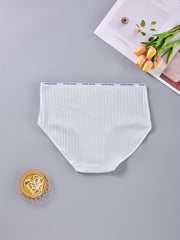 5 Pack Plus Size Panties Set Women's Plus Ribbed Letter Tape Trim Briefs