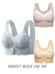 3pcs Lace Wireless Bras Comfy Tank Bralette Women's Lingerie