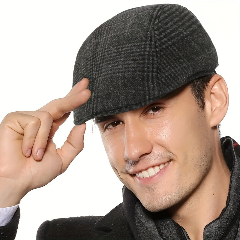 Retro Plaid Warm Cap for Men and Women