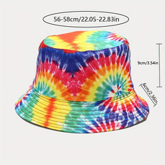 Hip Hop Reversible Bucket Hat Tie Dye Print Fisherman Cap