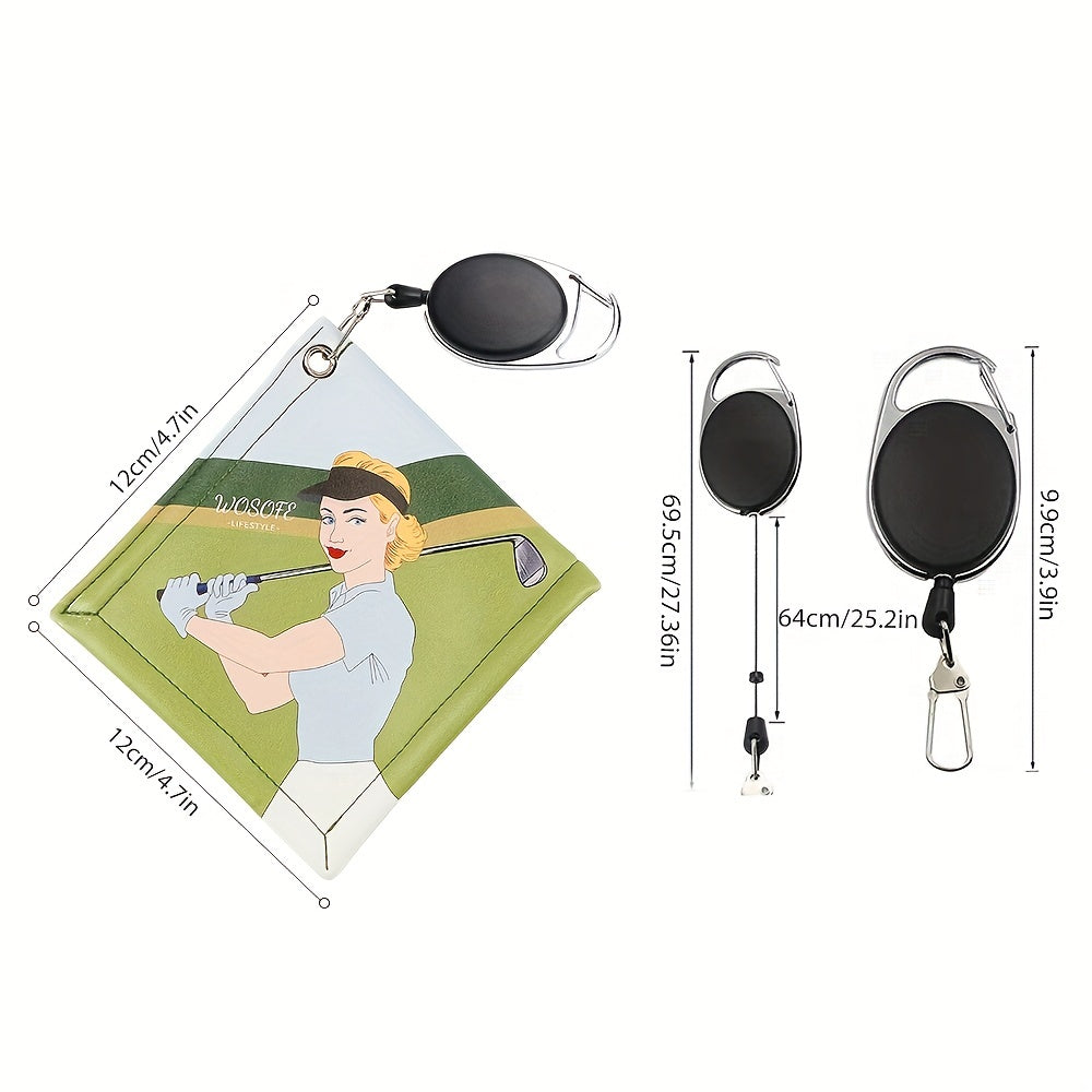 Portable Golf Club Towel Wipe Double-sided Microfiber Ball Towel Cleaning Tool