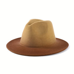 Y2K Vintage Fedora Cap Gradient Block Jazz Trilby Hats