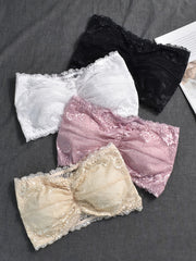 4 Pack Plus Size Floral Lace Ruched Wireless Bra Set