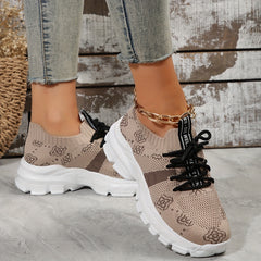 Women's Geometric Pattern Knit Athletic Running Shoes