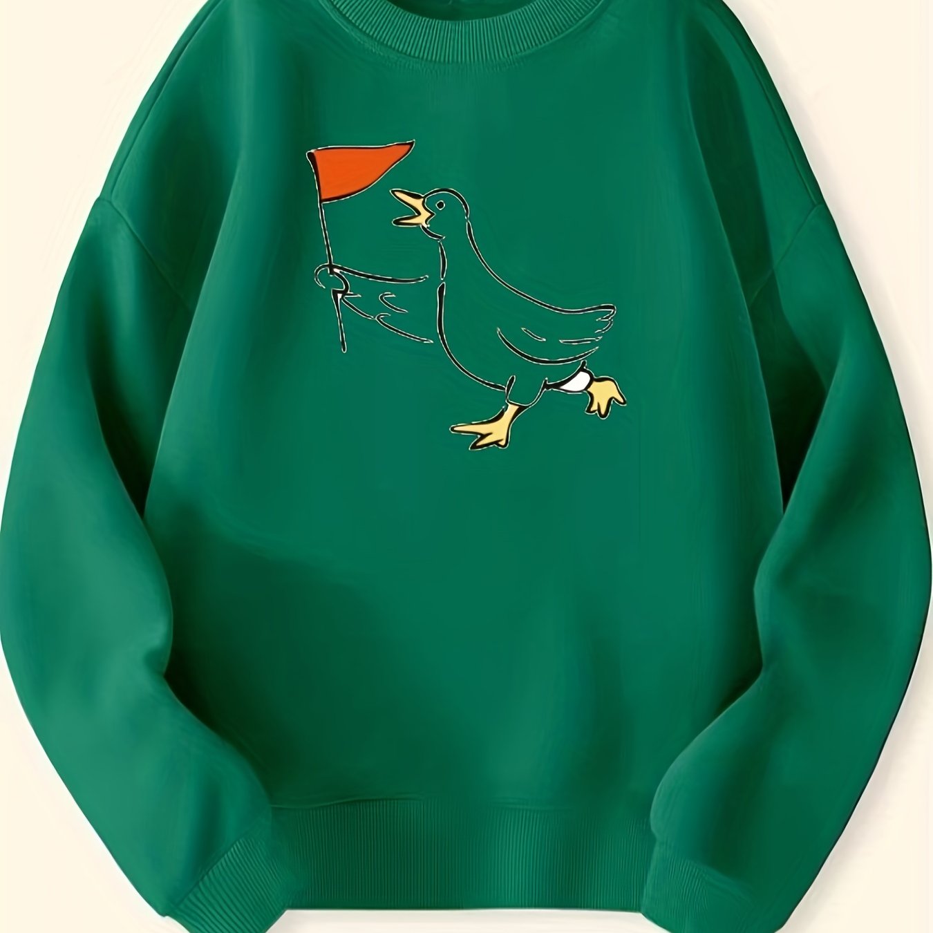 Smart Duck Leader Pattern Round Neck Sweatshirt For Girls