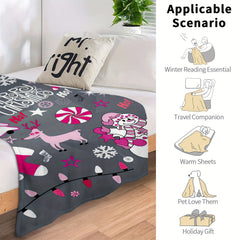Christmas Snowman Elk Stocking Throw Blanket Soft Lightweight Sofa Blanket