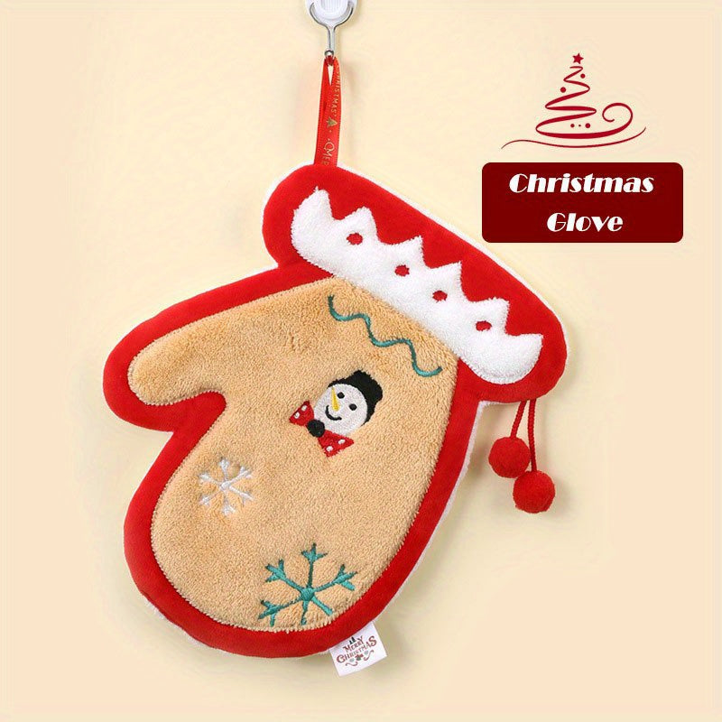 Christmas Pattern Hanging Towel Coral Fleece Quick-drying Soft Towel