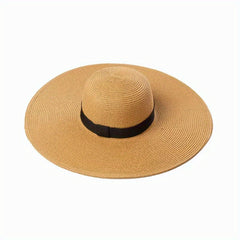 Women's Wide Brim Straw Sun Hat Vintage Beach Travel Floppy
