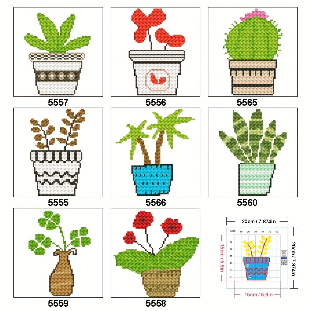 DIY Plant Cross Stitch Kit for Home Decoration