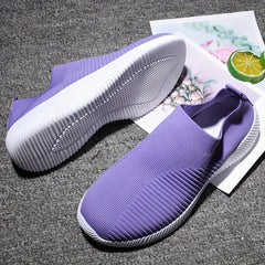 Women's Purple Slip on Walking Shoes Breathable Flat Shoes
