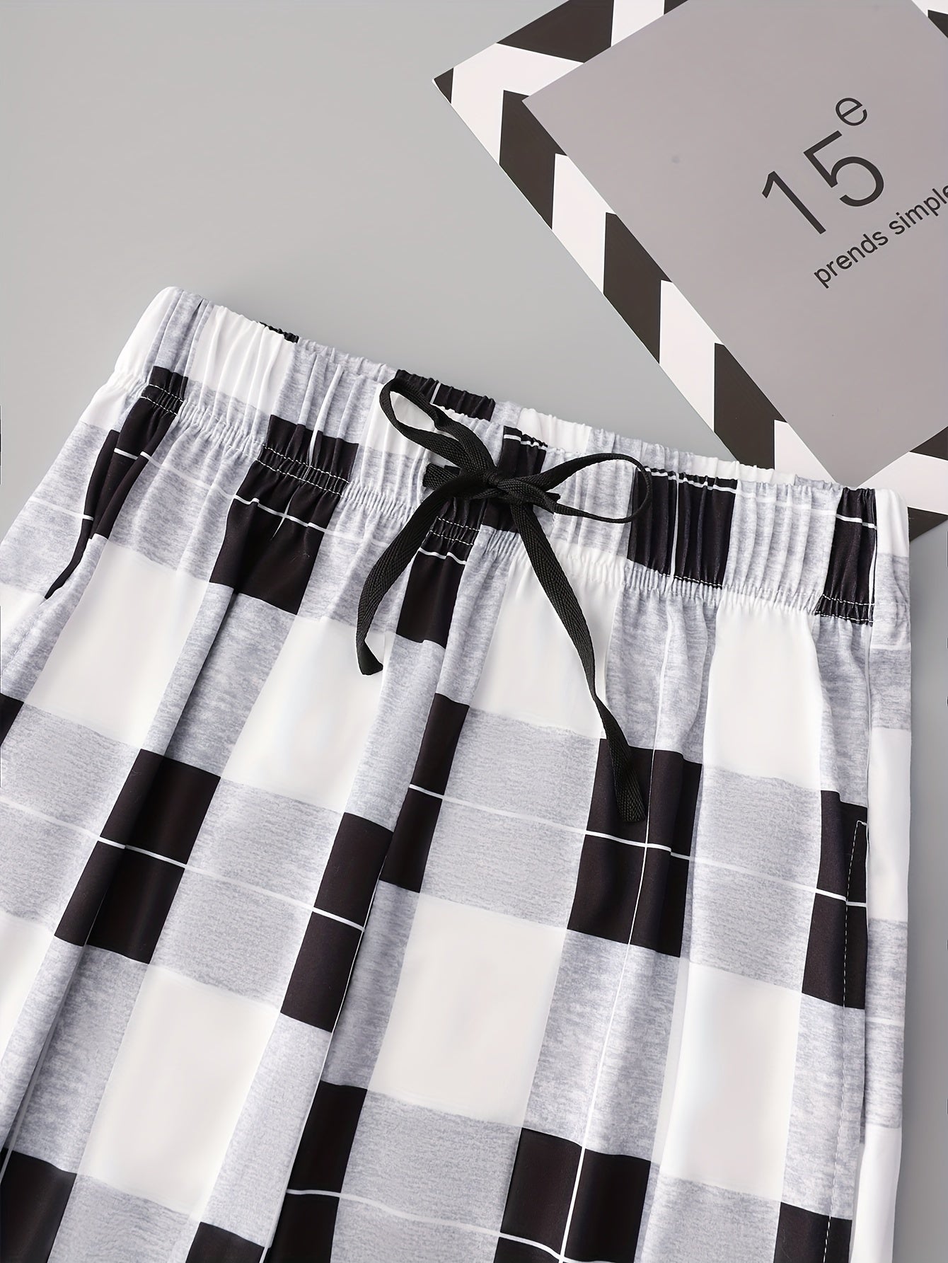 Colorblock Plaid Lounge Pants Soft Drawstring Womens Loungewear