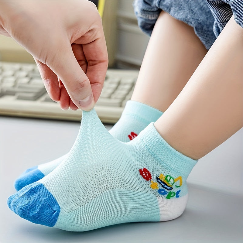 5Pairs Children's Cartoon Car Ankle Socks For Four Seasons