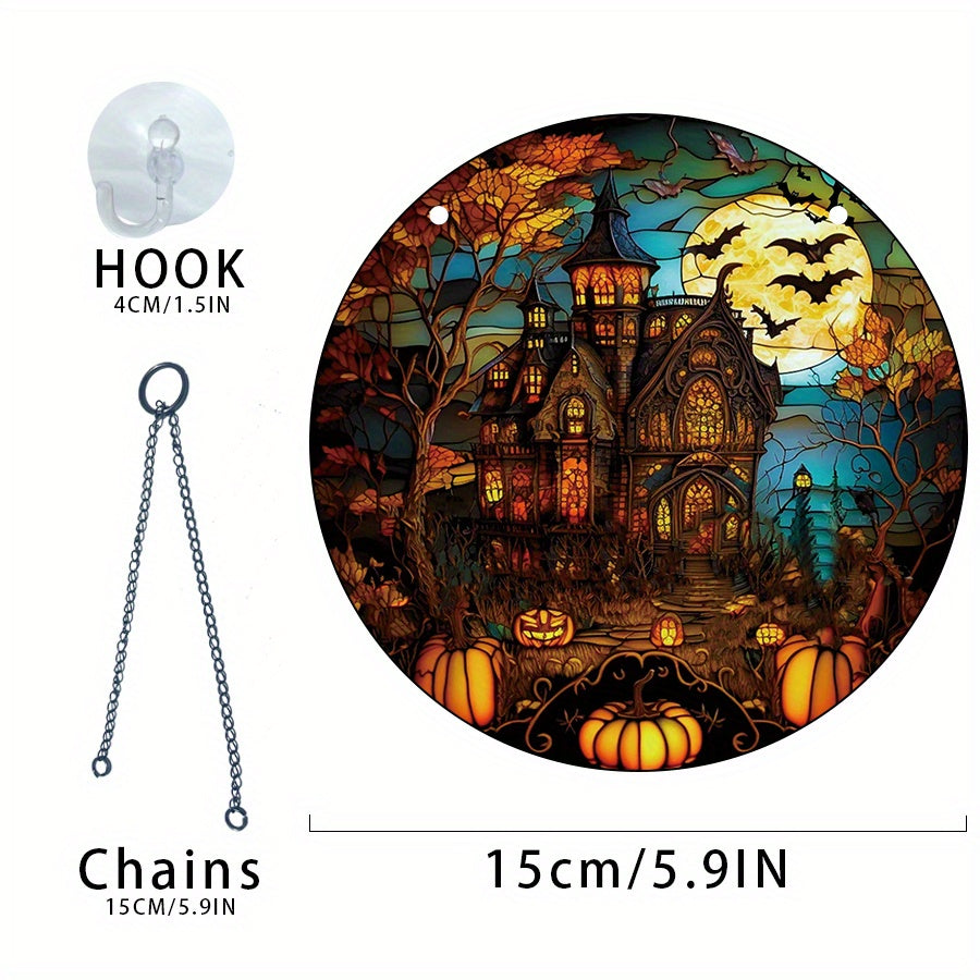 Halloween Acrylic Window Decoration - Moon Castle Bat Pumpkin