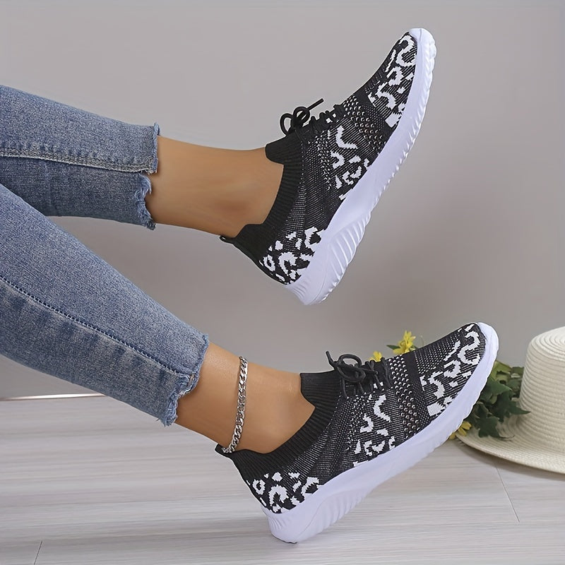 Women's Breathable Knit Sports Shoes Lace Up Running Tennis Lightweight Sock