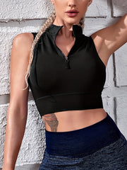 Mock Neck Sleeveless Sports Tank Top Women's Tee