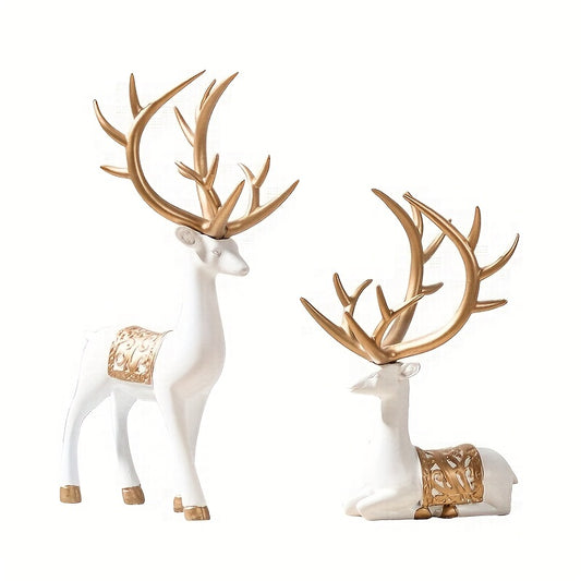 Modern Deer Wine Cabinet Set, Golden Light Style, 2pcs