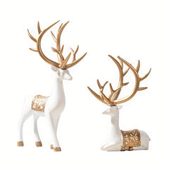 Modern Deer Wine Cabinet Set, Golden Light Style, 2pcs