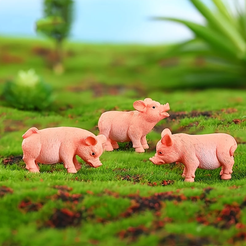 3pcs Mini Piggy Ornament Resin Crafts Yard & Garden Decor
