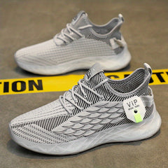 Men's Lace up Scale Effect Sneakers Lightweight Athletic Shoes