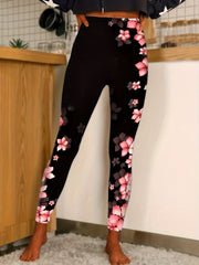 Floral Print Skinny Leggings Casual Women's Clothing