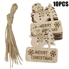 10pcs Christmas Wooden Embellishment Xmas Tree Wood Cutouts