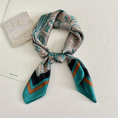 Vintage Square Scarf Paisley Print Satin Shawl Bandana Boho Head Wrap