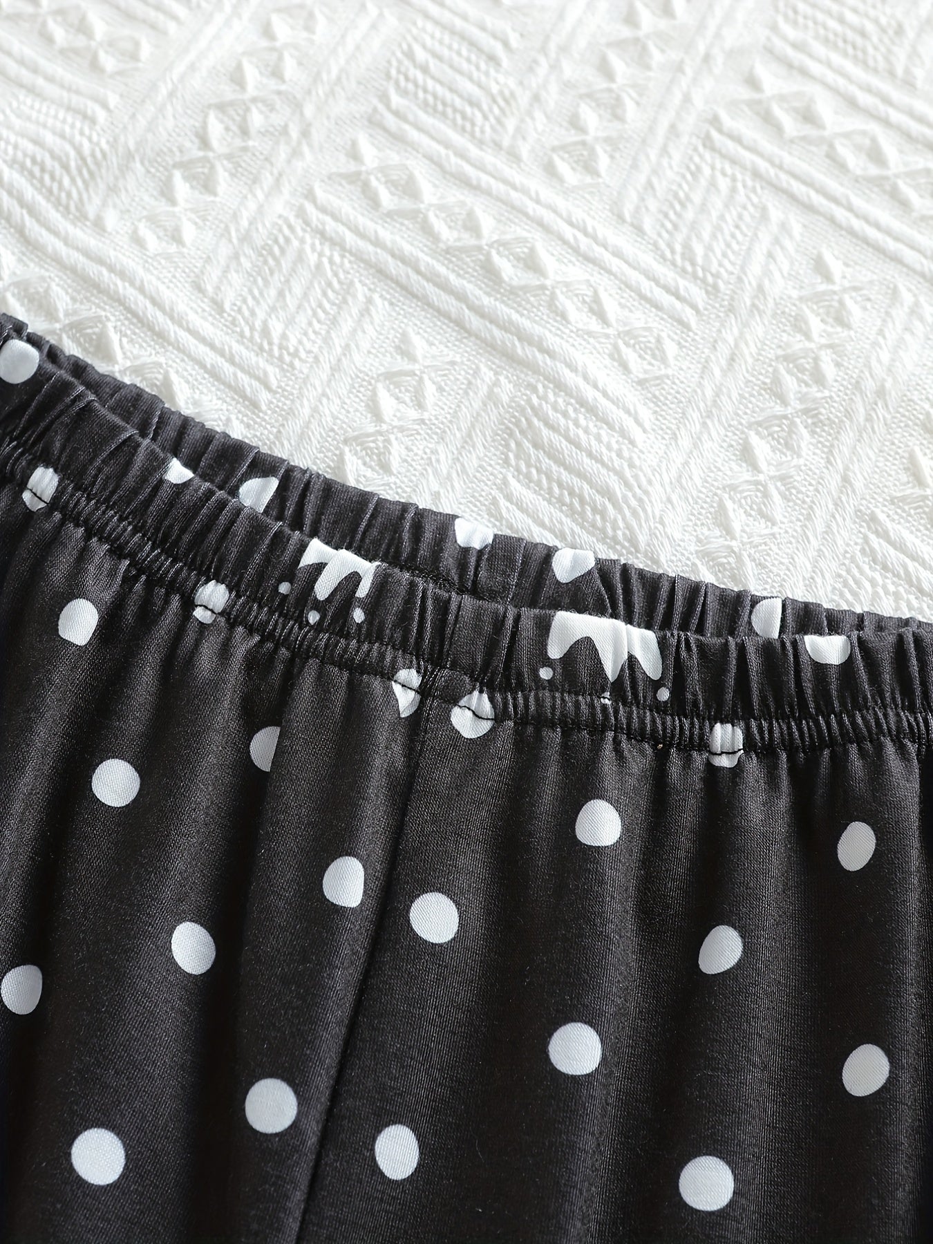 Girls 2pcs Crown Polka Dot Print Pajamas Set