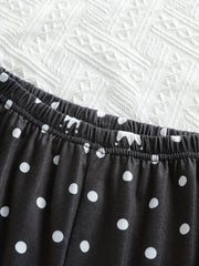 Girls 2pcs Crown Polka Dot Print Pajamas Set